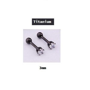 Black ~ 3mm ~ Titanium Six Prong Round Swarovski Crystal Earring